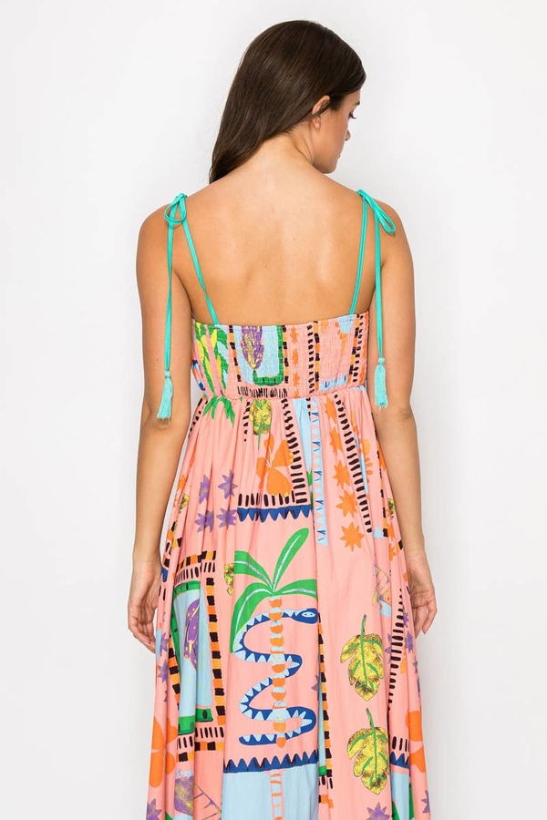 strapless open back dress Tropical Hideaway Sweetheart Swing Dress XL