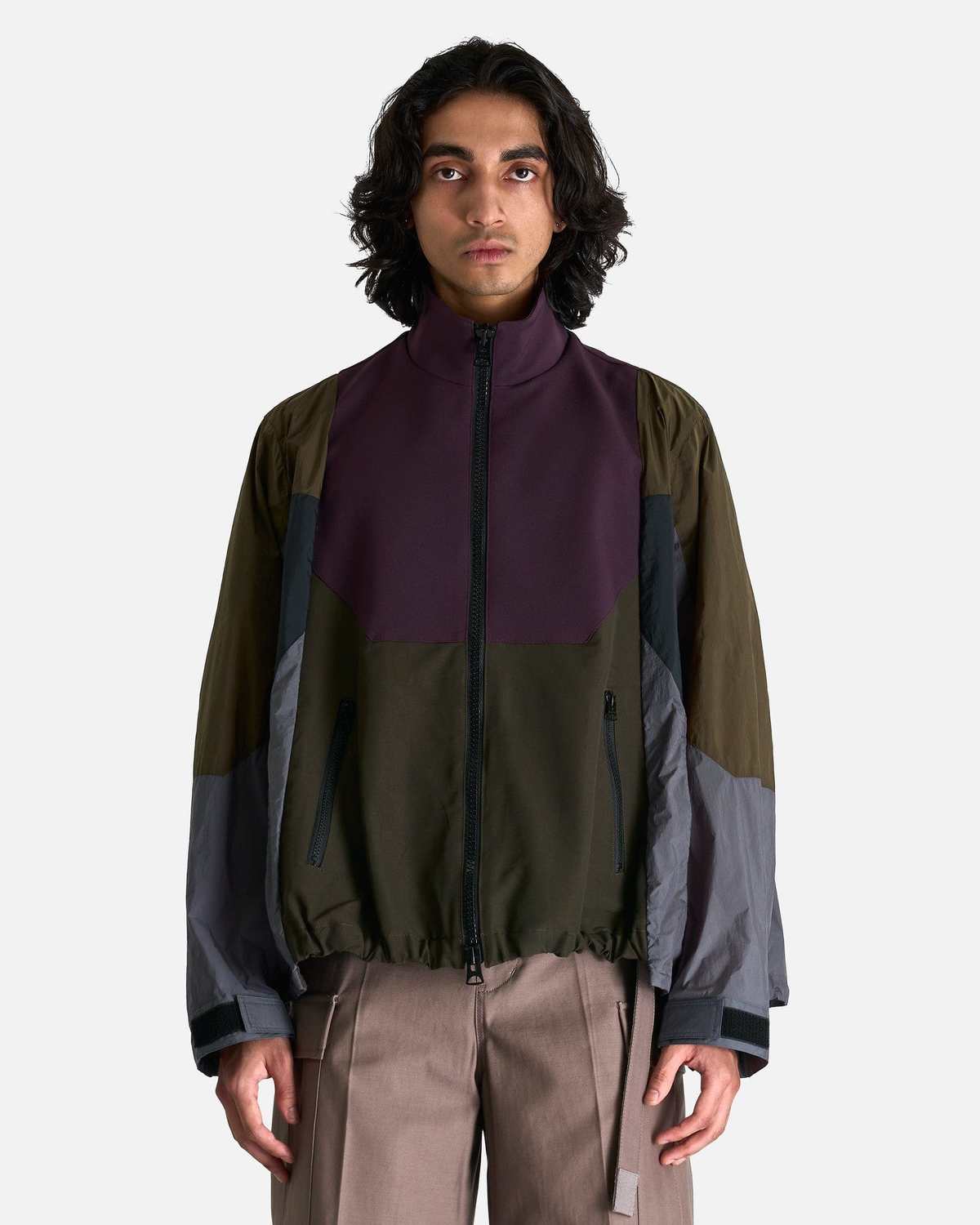sacai Matelasse Twill Mix Blouson - Burgundy | Garmentory
