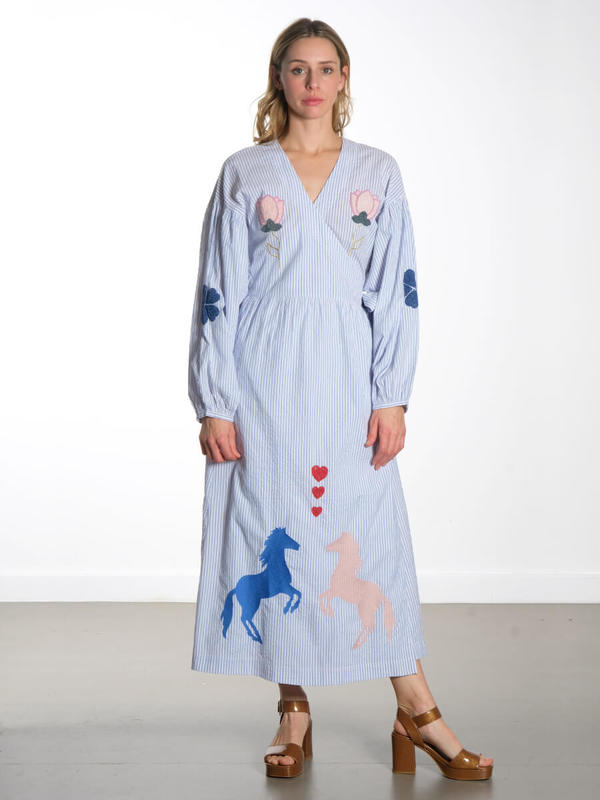 sachin and babi light blue dress Embroidered Linen Tunic | MARCH11 main image 1
