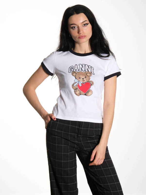 Ganni Basic Jersey Bear T-Shirt - White | Garmentory