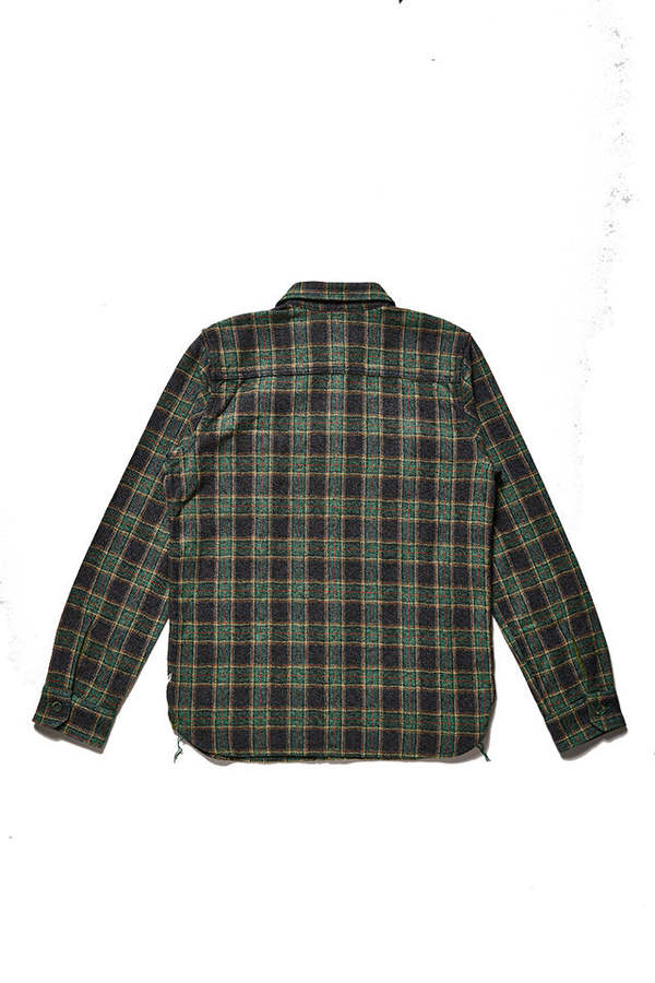 Pure Blue Japan Woven Tweed Check Double Pocket Shirt - Green