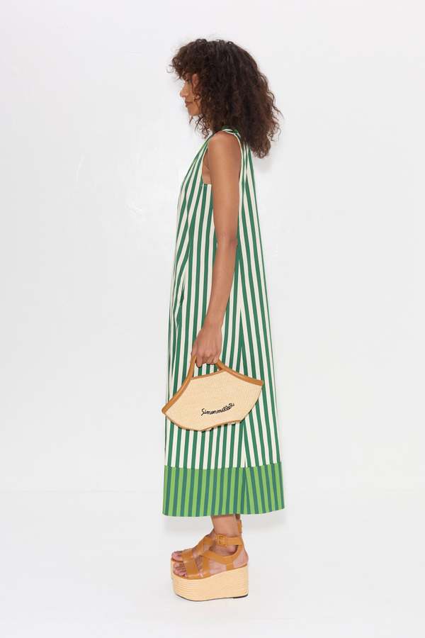 simon miller green stripe dress Simon Miller Sahara Striped Denim Dress | Green