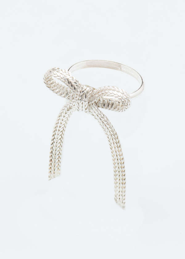 Wouters & Hendrix Textured Bow Ring - Silver | Garmentory