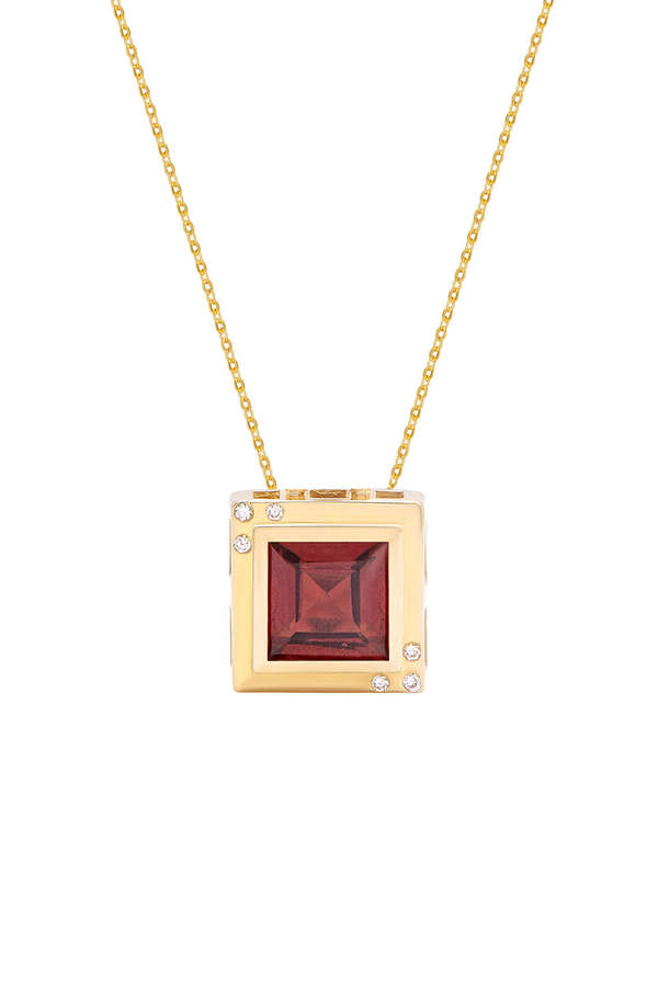Atelier Liya Square Garnet Necklace - Garnet