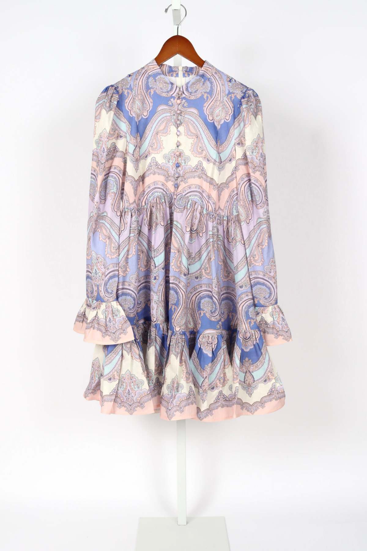 zimmermann purple paisley dress Zimmermann Maxine Long Sleeve Mini Dress