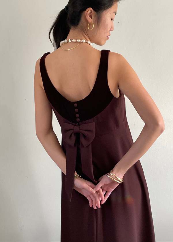 ReCAP Vintage Studio Maxi Cocktail Wedding Guest Dress - Chocolate Brown on Garmentory ReCAP Vintage Studio Maxi Cocktail Wedding Guest Dress - Chocolate Brown on Garmentory