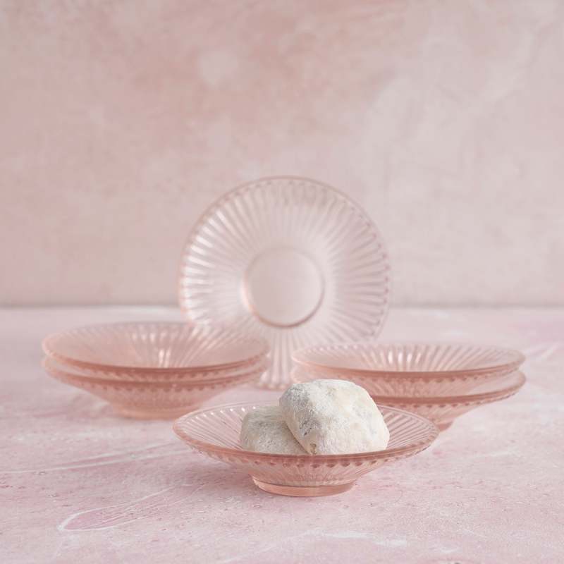 The Collective Home Pink Glass Small Plates - Set of 6 The Collective Home Pink Glass Small Plates - Set of 6