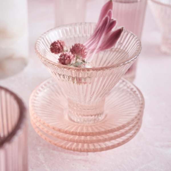 The Collective Home Pink Glass Small Plates - Set of 6 The Collective Home Pink Glass Small Plates - Set of 6