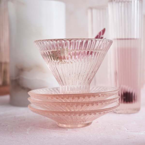 The Collective Home Pink Glass Small Plates - Set of 6 The Collective Home Pink Glass Small Plates - Set of 6