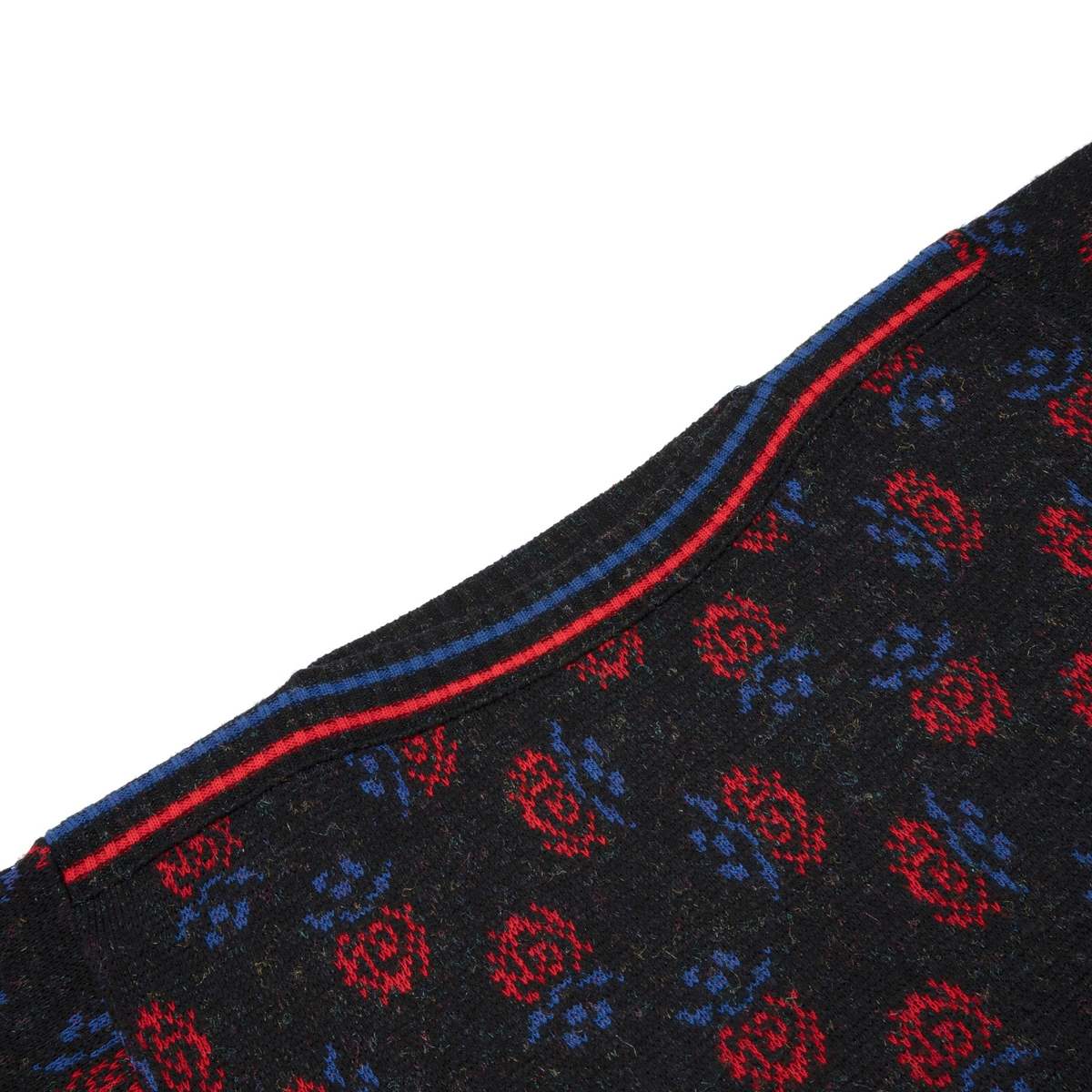 YESSICA 80s Jacquard Pixelated Floral Motif Sweater - Black - Image 2 of 5