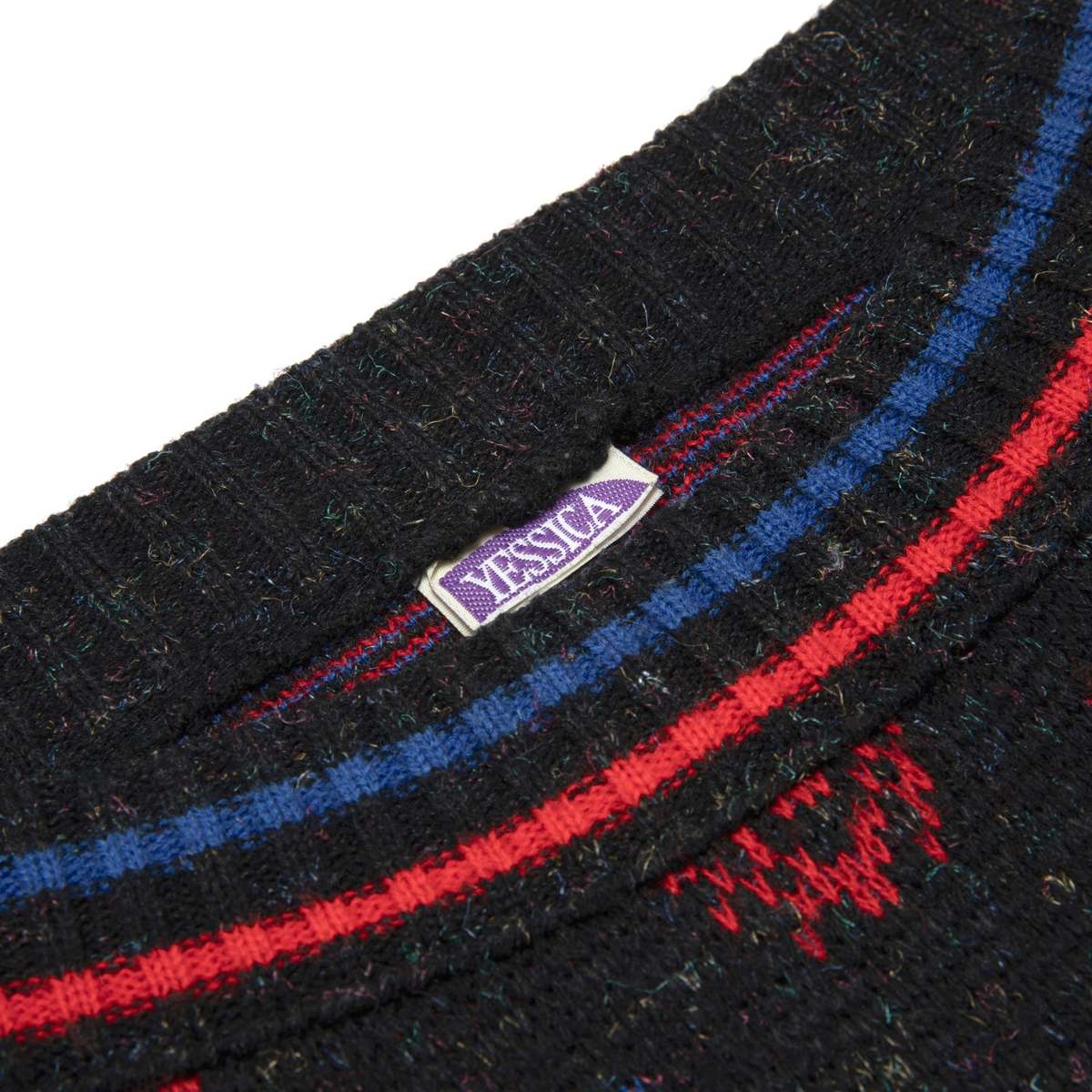 YESSICA 80s Jacquard Pixelated Floral Motif Sweater - Black - Image 3 of 5