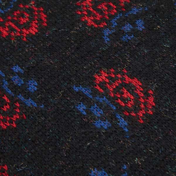 YESSICA 80s Jacquard Pixelated Floral Motif Sweater - Black