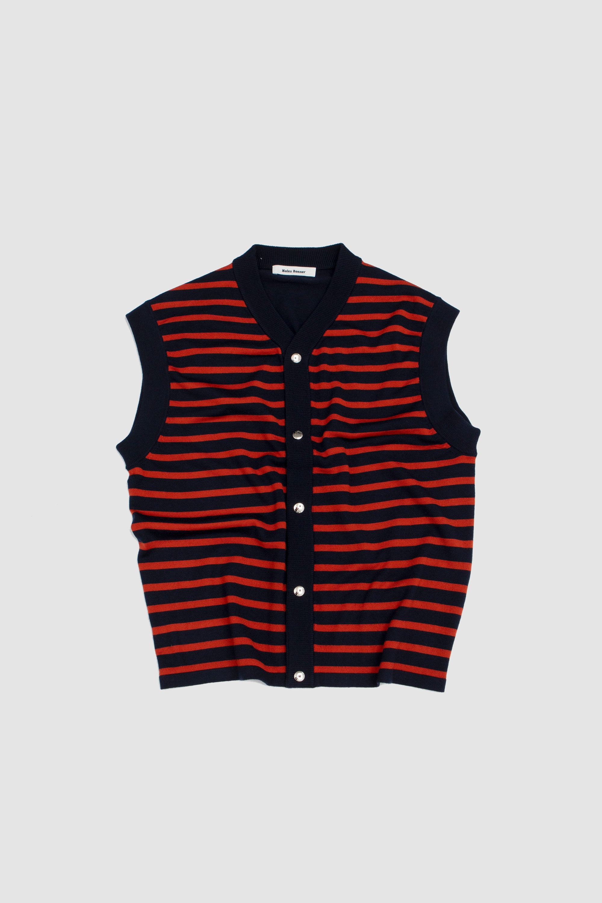 Wales Bonner Kamau Cardigan - Navy/ Red | Garmentory