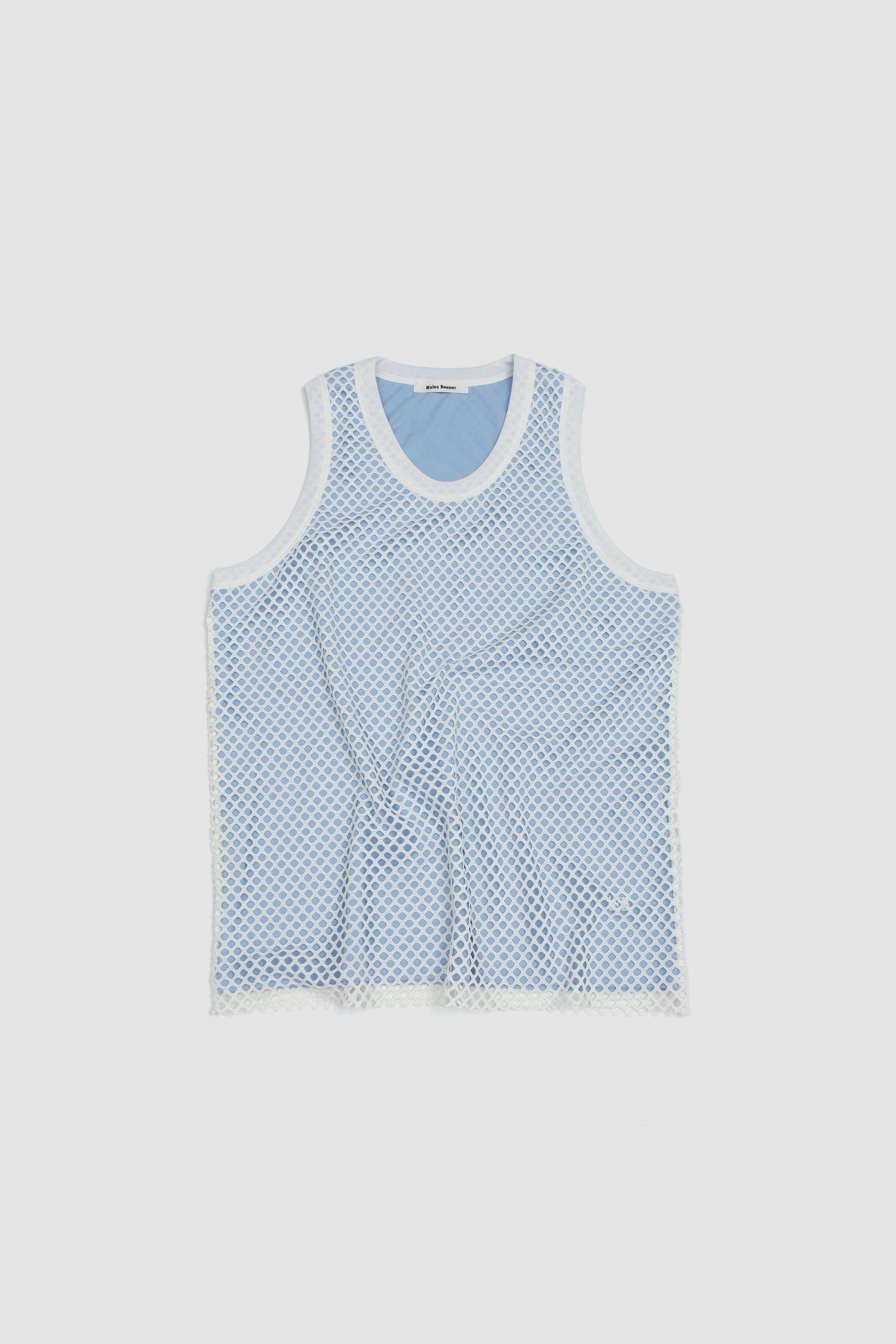 【送料&関税込】Wales Bonner White Ribbed Record Tank Top Wales Bonner Record Tank Top - White/ Light Blue | Garmentory