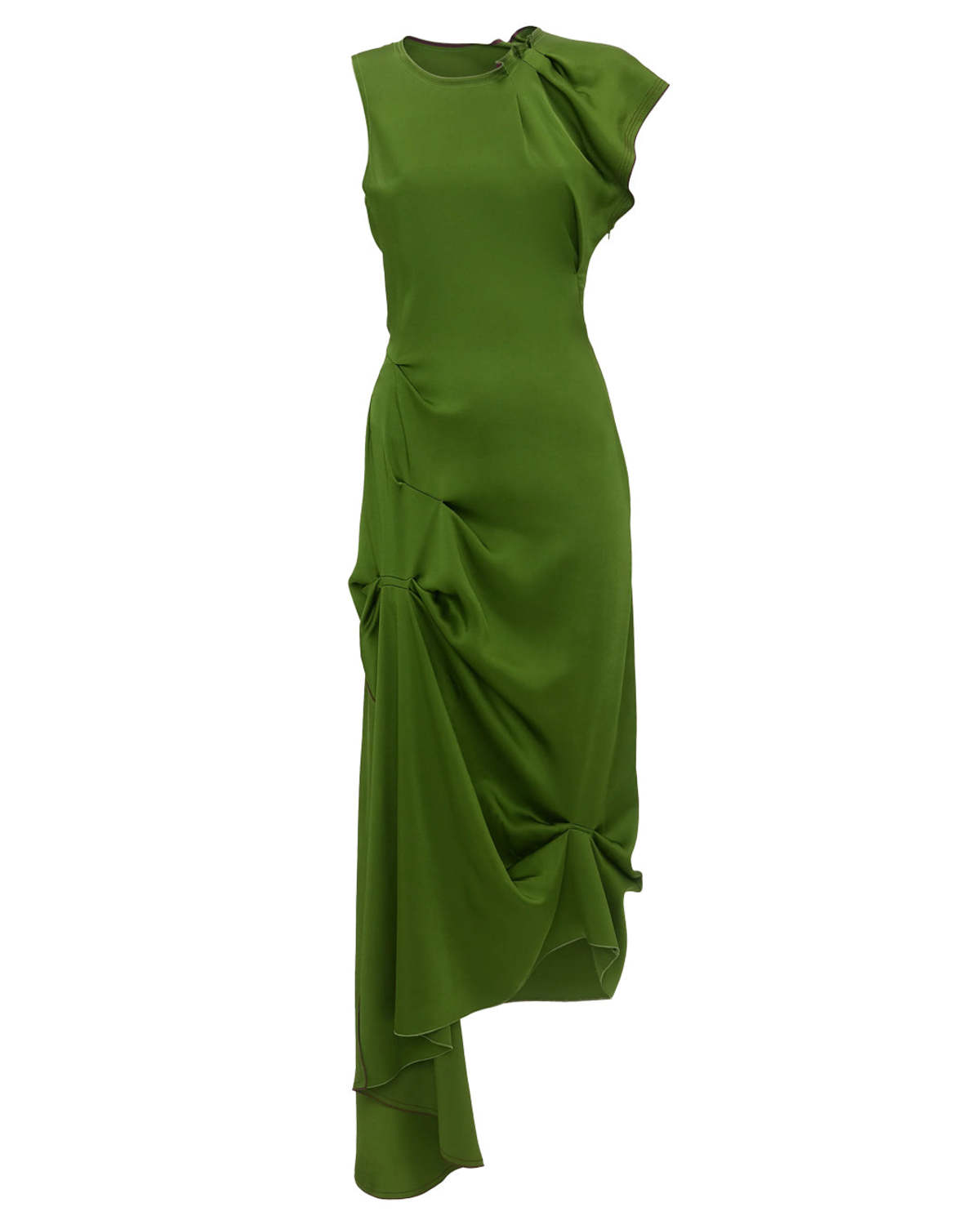 Victoria Beckham Draped Tuck Detail Midi Dress - Algae Green | Garmentory Victoria Beckham Draped Tuck Detail Midi Dress - Algae Green | Garmentory