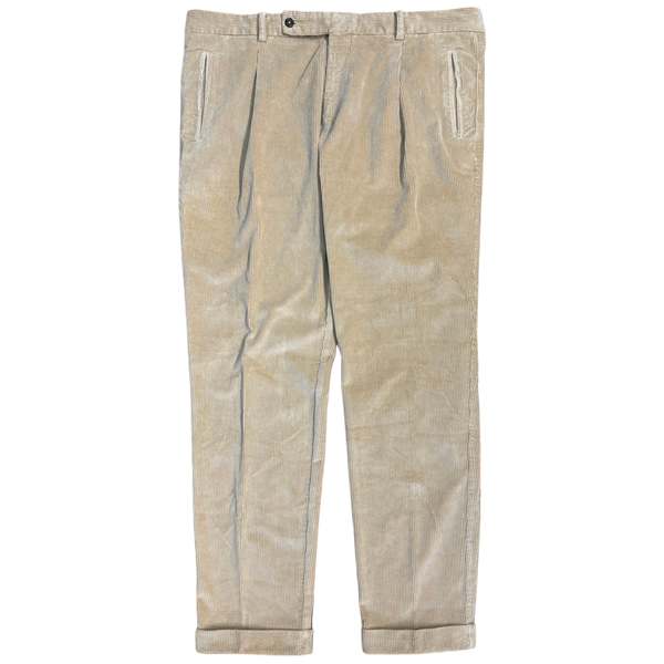 Fresh Corduroy Pleated Chino Pants - Beige