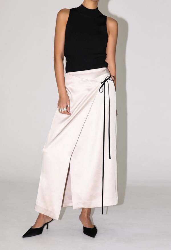 The NKC Store Satin Wrap Skirt - Tan