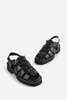"INTENTIONALLY __________." Haddie Leather Dad Sandal - Black/Mercury - Thumbnail 1