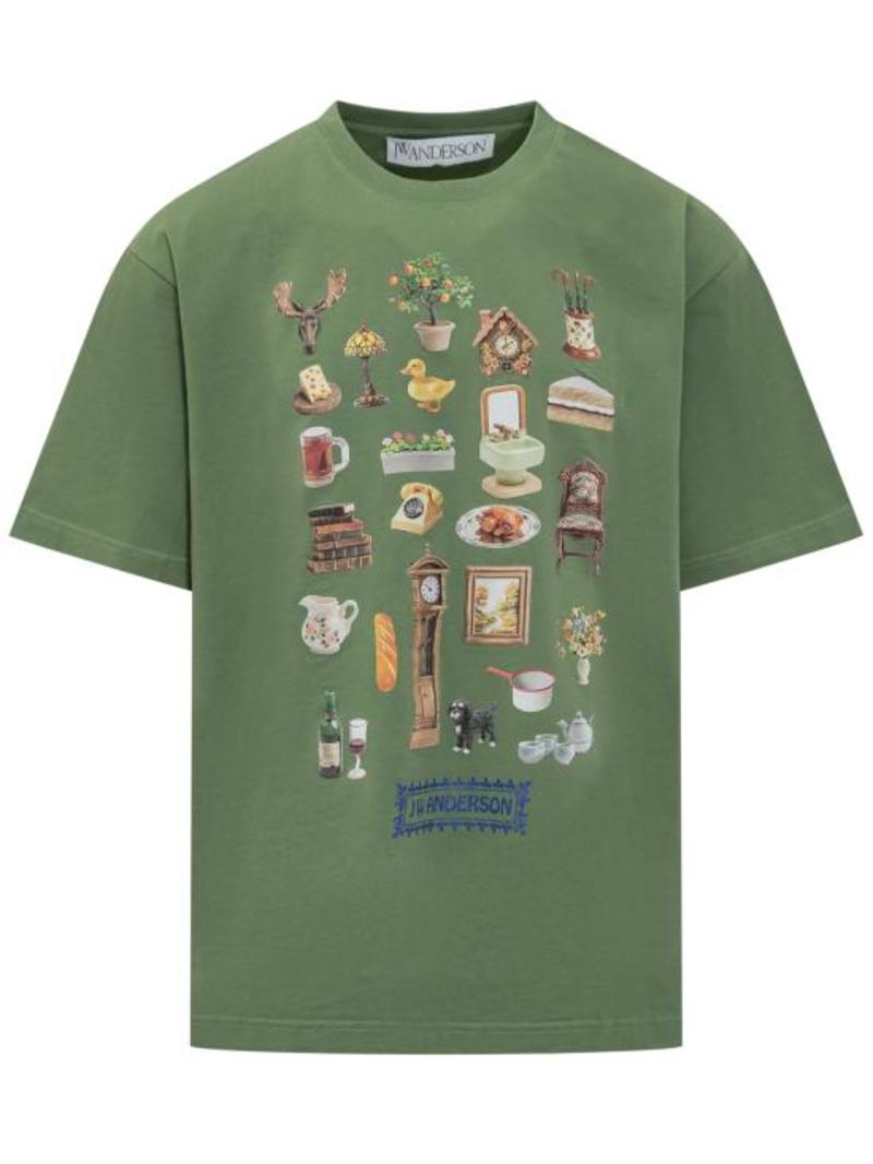Tシャツ・カットソー JW ANDERSON Men T-shirt Green JT0273PG1551 560 JW ANDERSON T-Shirt - Forest Green | Garmentory