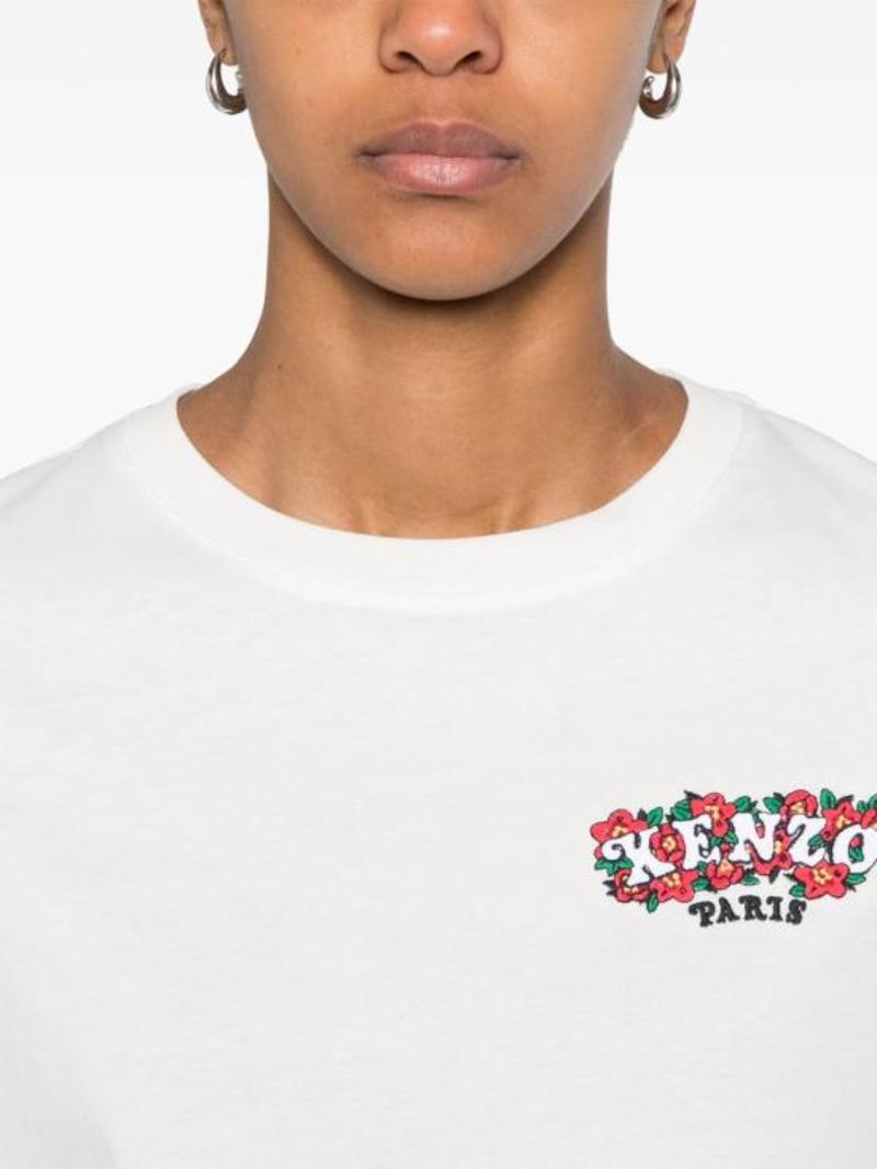 ★KENZO★ Kenzo Weave Slim Short Sleeve T-Shirt Off White FF Kenzo Men's Weave Embroidered Slim T-Shirt in Off White Kenzo