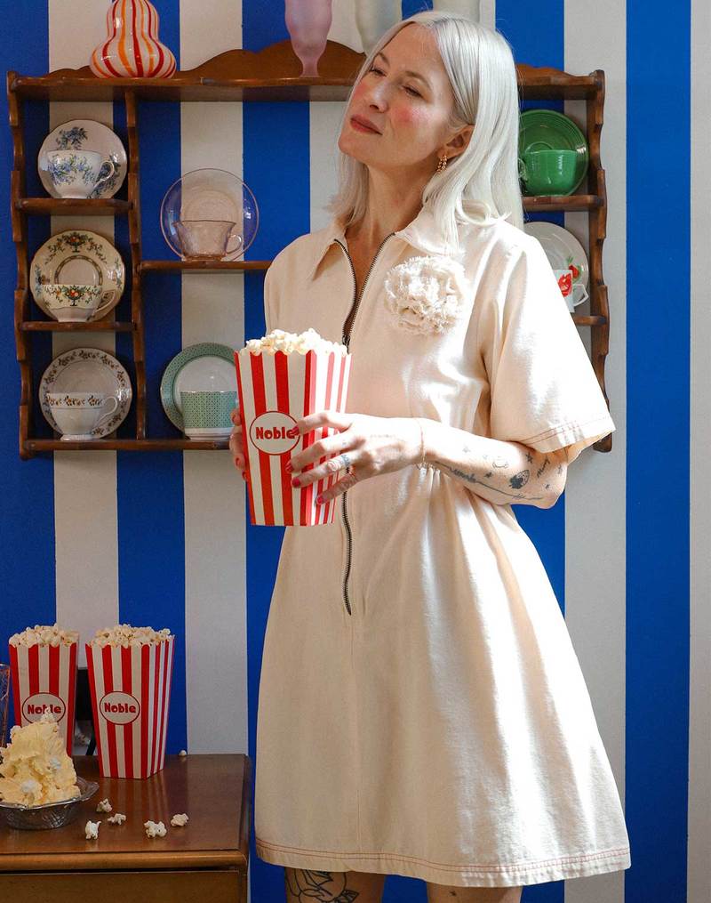 Noble Utility Dress - Oat Milk w/ Paprika Stitch
