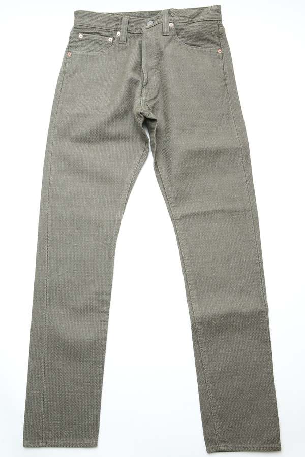 Pure Blue Japan Woven Sashiko Pants - Olive x Olive
