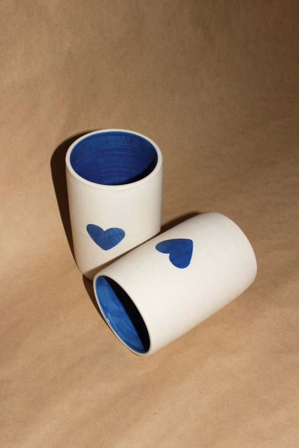 Natalya Jane Ceramics Heart Cup - Blue