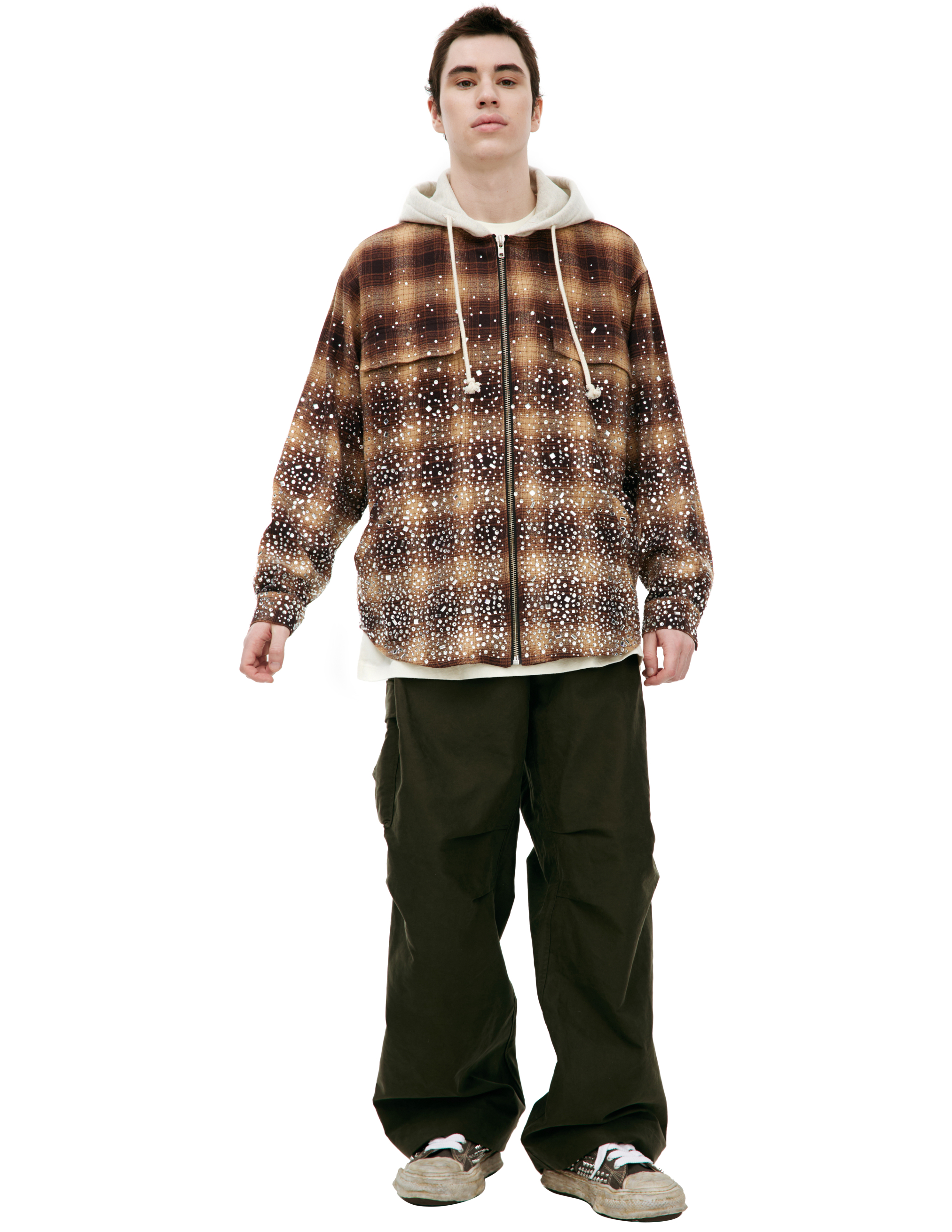 Satoshi Nakamoto Hooded Plaid Shirt - Brown | Garmentory