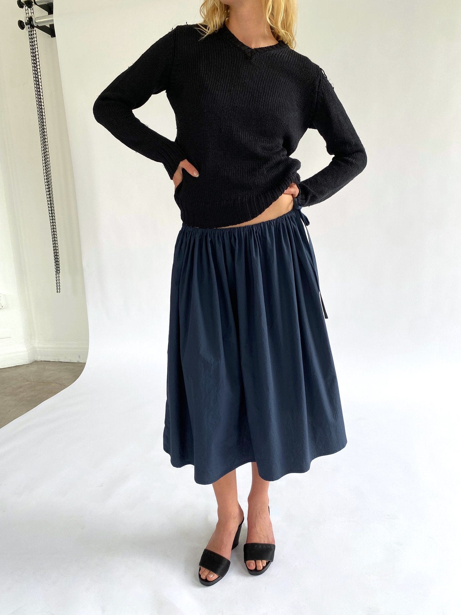Brooke Callahan Navy Tie Skirt - Navy | Garmentory