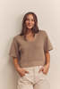 amente Collar Textured Sweater Top - Mocha - Thumbnail 1