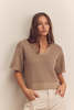 amente Collar Textured Sweater Top - Mocha - Thumbnail 2