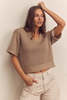 amente Collar Textured Sweater Top - Mocha - Thumbnail 4