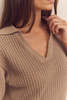 amente Collar Textured Sweater Top - Mocha - Thumbnail 7