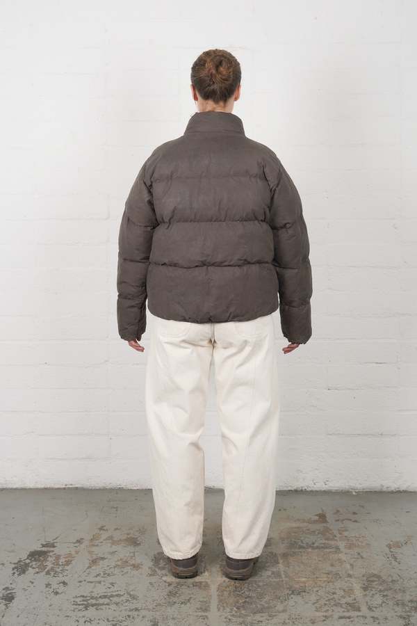 Olderbrother Waxed Puff Coat - Charred Brown | Garmentory