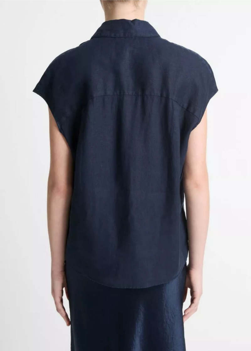 ヴィンス Vince Cap Sleeve Button Down Blouse レディース シャツ トップス Coastal Blue VINCE Cap Sleeve Button Down Blouse - Coastal Blue | Garmentory