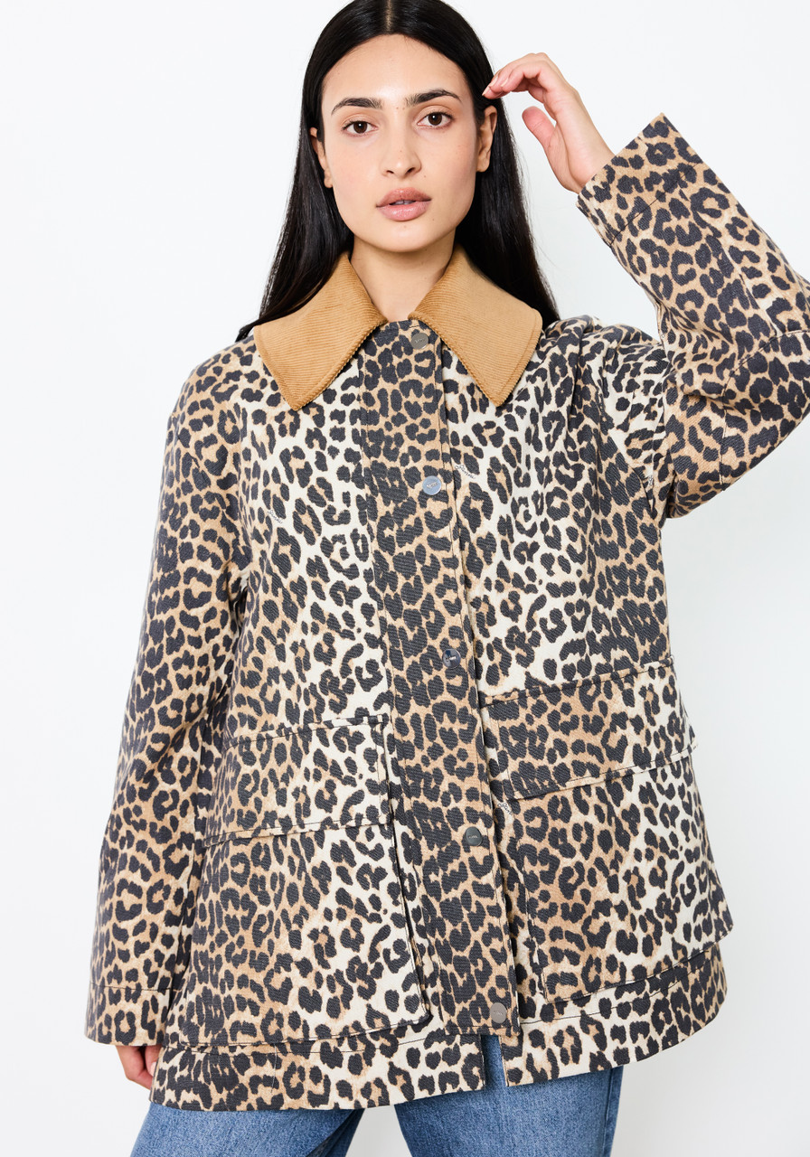 Ganni Printed Canvas Midi Jacket - Almond Milk | Garmentory