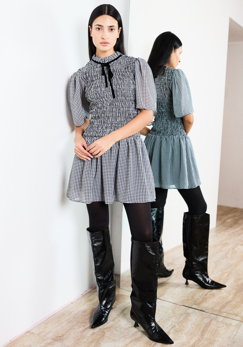 Ganni Sheer Fluid Mini Smock Dress - Black Ganni Sheer Fluid Mini Smock Dress - Black