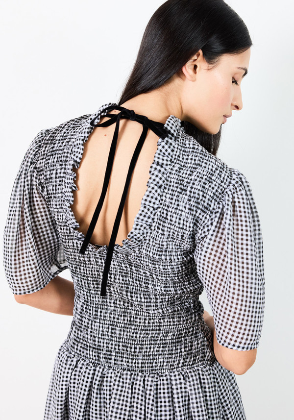 Ganni Sheer Fluid Mini Smock Dress - Black Ganni Sheer Fluid Mini Smock Dress - Black