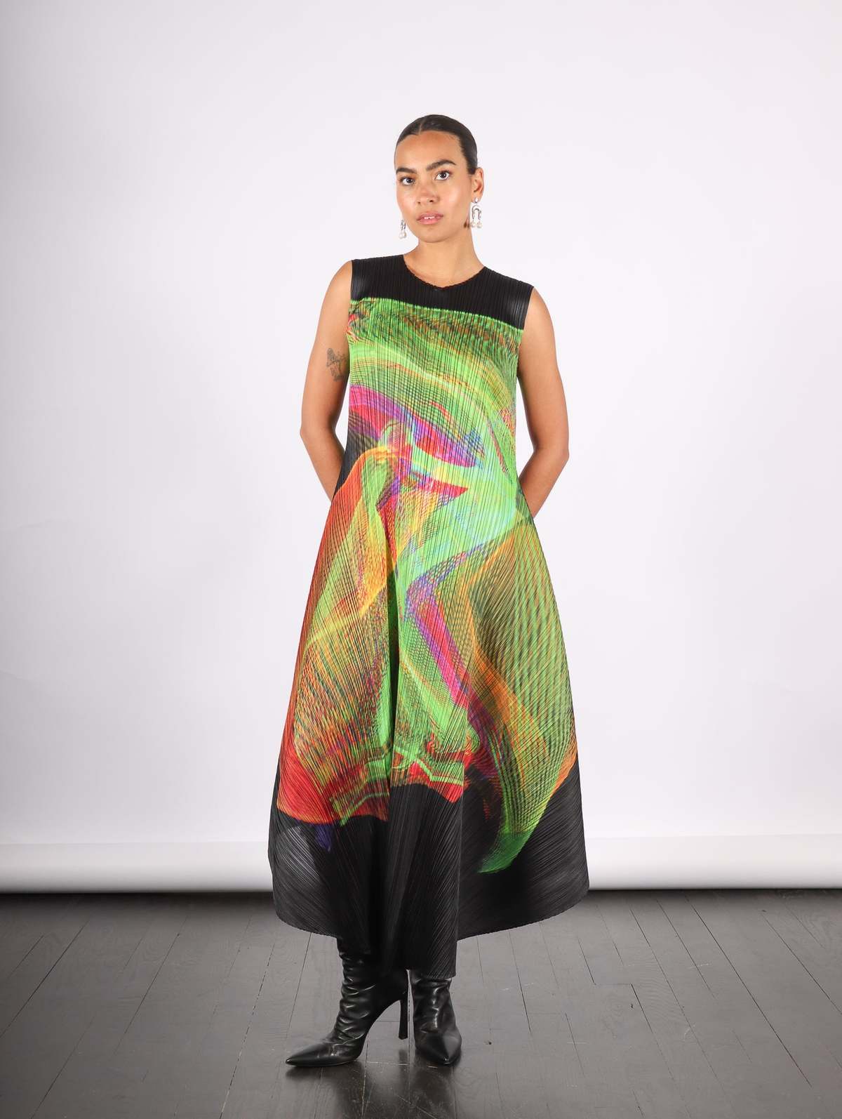 Pleats Please by Issey Miyake Spectrum Dress - Bright Green