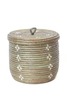 Swahili | AFRICAN MODERN Silver and White Blossom Lidded Storage Basket - Thumbnail 2
