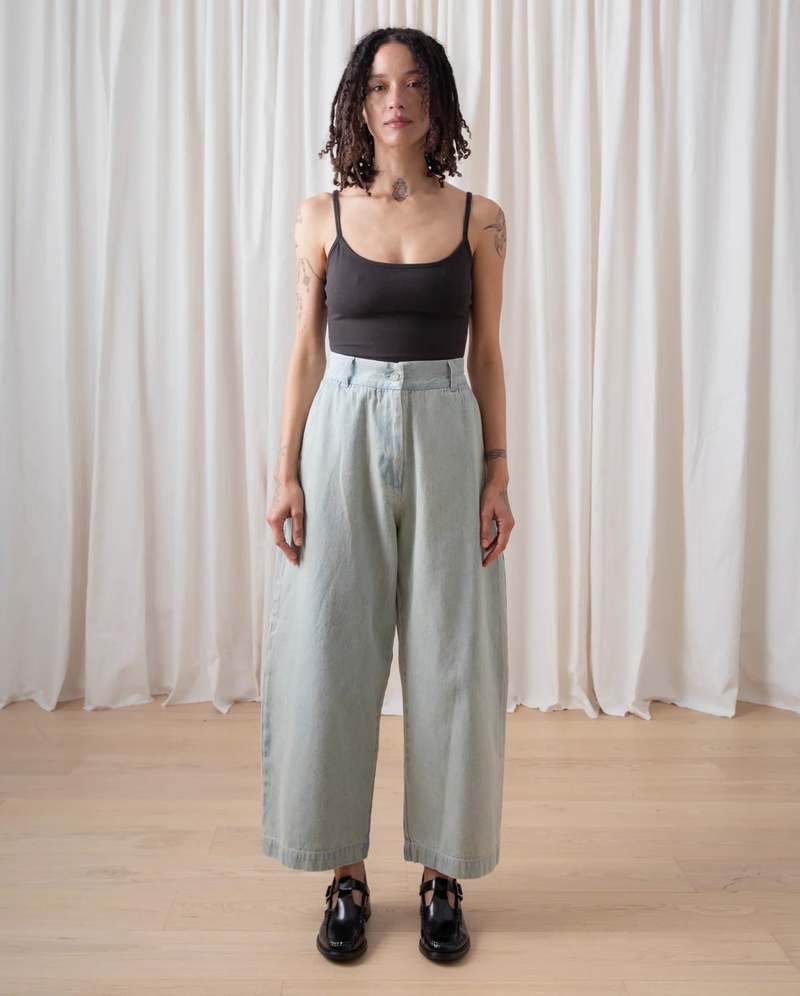 Ali Golden Loose Barrel Pant - Light Denim