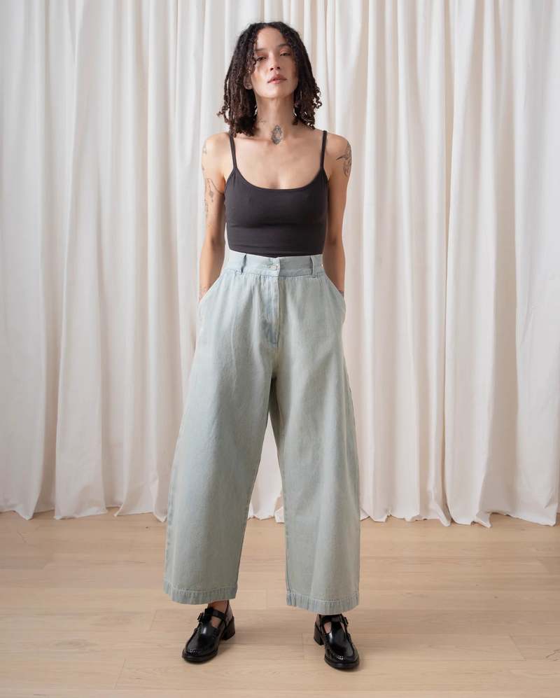 Ali Golden Loose Barrel Pant - Light Denim