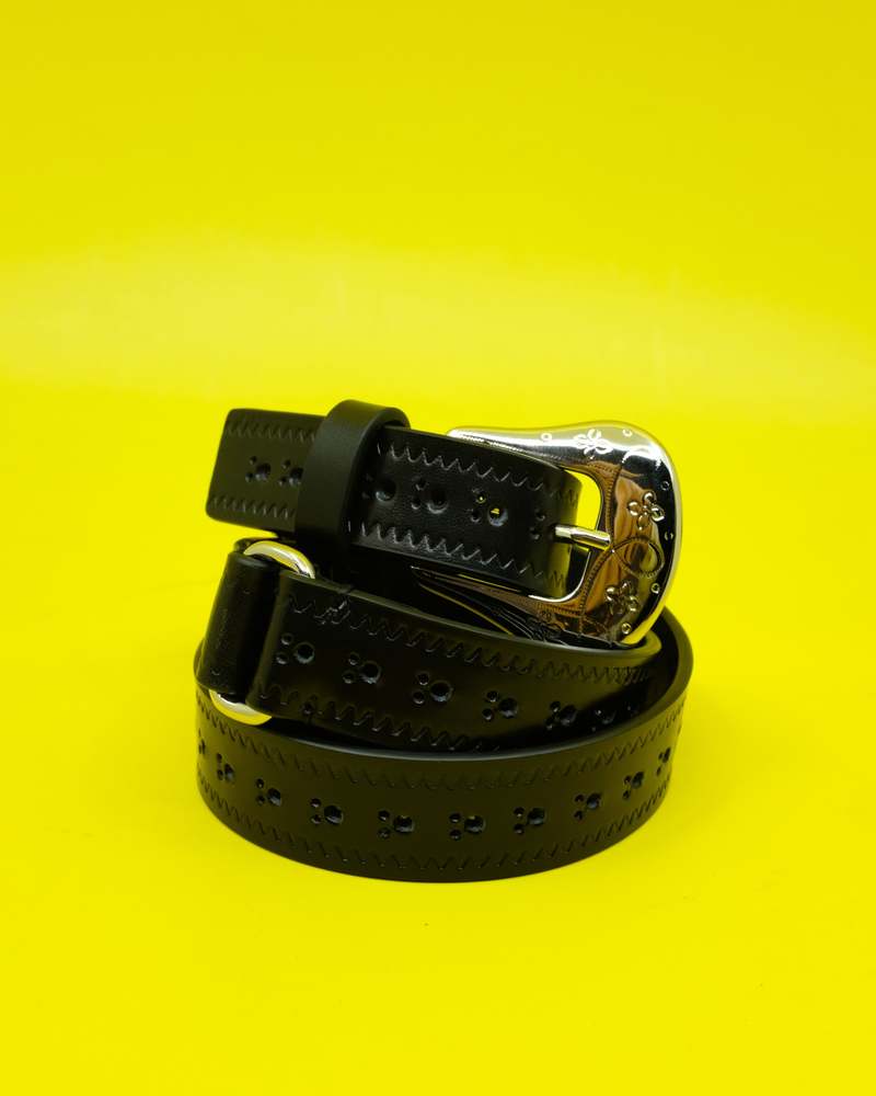 Namacheko Black Leather Brogue Belt | Garmentory