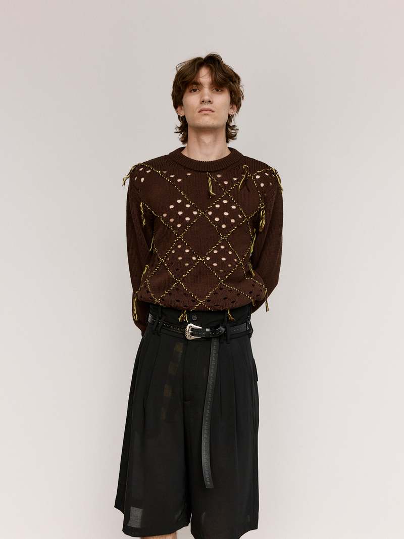 Namacheko Black Wool Double Waistband Shorts | Garmentory