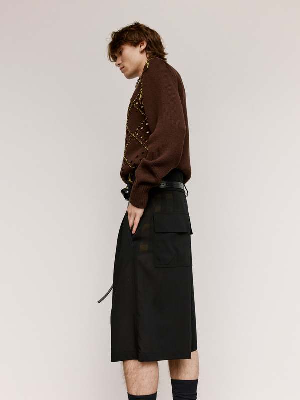 Namacheko Black Wool Double Waistband Shorts | Garmentory