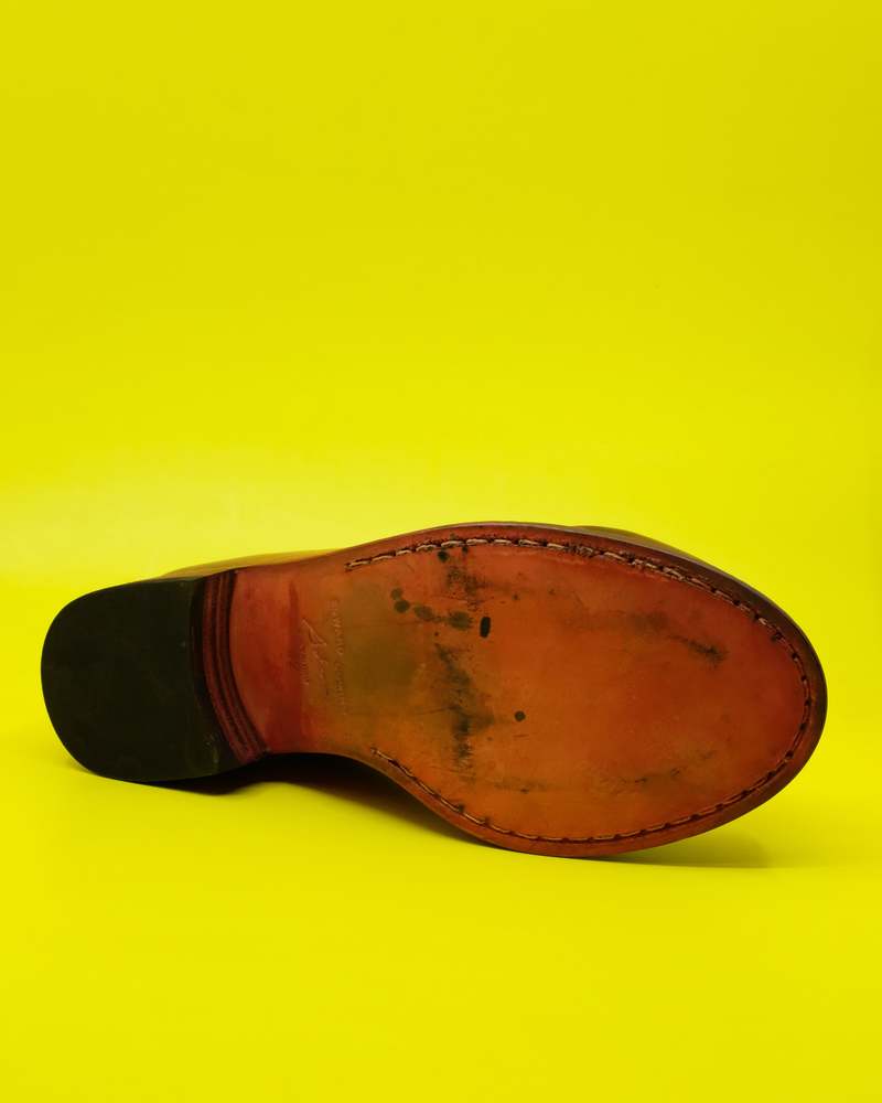 ●DIRTY RED Edward Cuming Dirty Red Leather Bubble Toe Zip-On | Garmentory