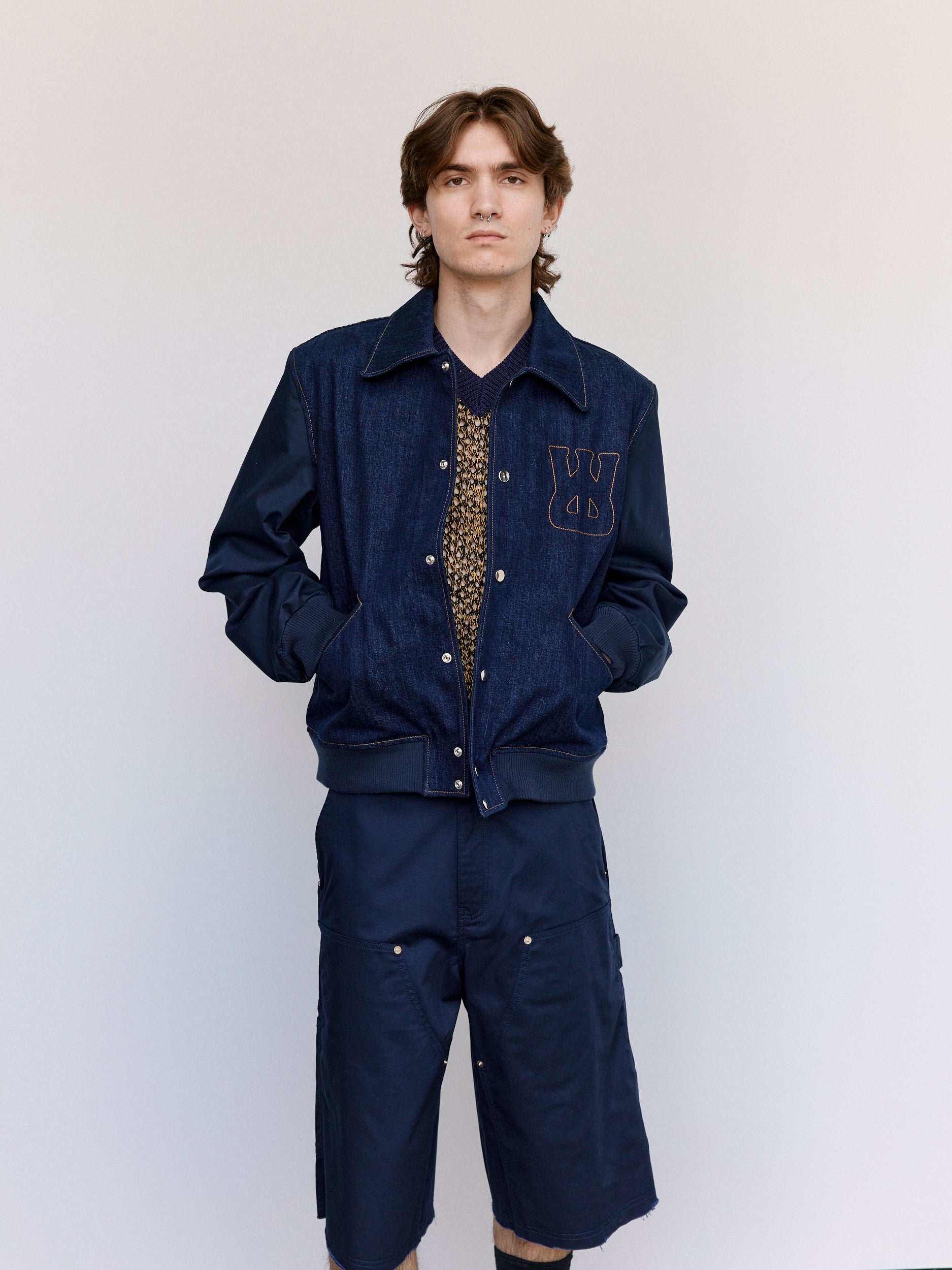 Wales Bonner デニムジャケット WALES BONNER(ウェールズボナー)｜ECHO DENIM VARSITY(エコー