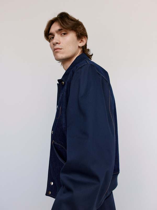 Wales Bonner Echo Denim Varsity Jacket - Indigo | Garmentory