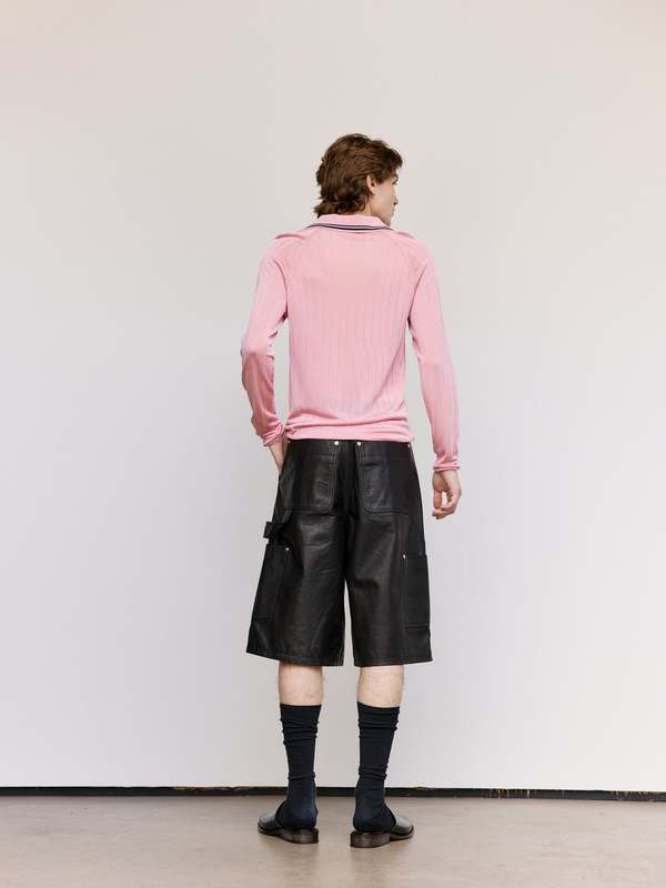 Wales Bonner Roots Polo Shirt - Pink & Navy | Garmentory