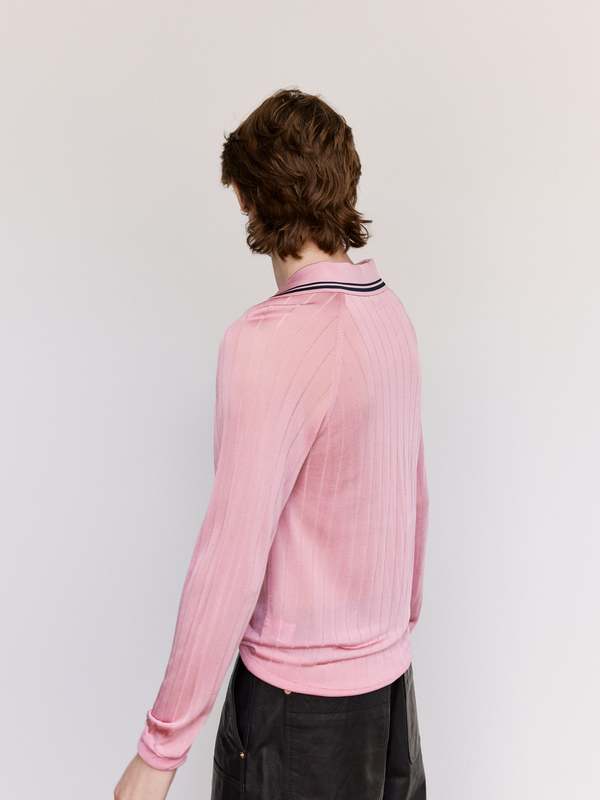 【送料&関税込】Wales Bonner roots Polo Shirt Sweater Wales Bonner - Roots Polo Shirt in Navy and Pink – Stoy